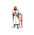 knight with shield and sword retro vector image
