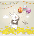 lovely baby rabbit dressed in jumper holding vector image vector image