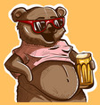 digital art of a bear with his belly sticking out vector image