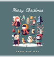 merry christmas happy new year greetings card vector image vector image