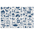 canoe kayak and fishing club seamless pattern vector image vector image