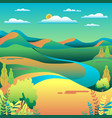 hills and mountains landscape in flat style vector image