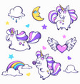 little unicorn cute cartoon fantasy collection vector image