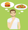 man thinking about food vector image