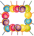 colorful delicious lollipop collection frame vector image