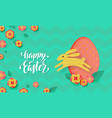easter card with cute color paper cut egg vector image vector image