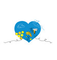 bee honey honeycombs and flower in blue heart vector image vector image
