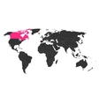 world map with highlighted canada vector image