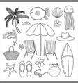 doodle summer beach elements set vector image
