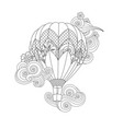 hot air balloon in entangle inspired doodle style vector image