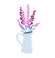 bouquet of flowers in a jug isolated on a white vector image