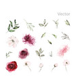 set watercolor flowers for cards vector image