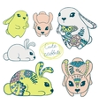 set of cute rabbits vector image