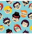 colorful vintage hipsters faces seamless pattern vector image