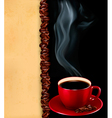 background with cup of coffee and old paper vector image vector image