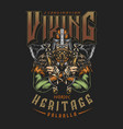 viking vintage colorful emblem vector image