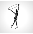 rhythmic gymnastics with hoop silhouette on white vector image