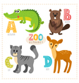 cute cartoon animals zoo alphabet with funny vector image