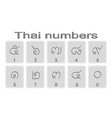 set of monochrome icons with thai numbers vector image