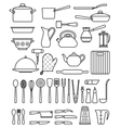 set of silhouette kitchen utensils and collection vector image