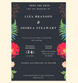 wedding floral background save the date colorful vector image vector image