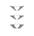 heart logo with angel wings on background vector image vector image