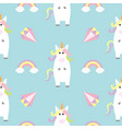 unicorn standing kawaii head face rainbow diamond vector image vector image