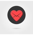 red heart in black circle like love letter icon vector image vector image