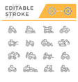 set line icons of tractors vector image