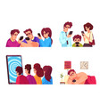 smartphone addiction 2x2 set vector image