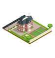 suburb house isometric composition vector image