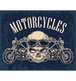 motorcycle side view and skull with glasses vector image