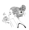 young beautiful woman wirh flowers vector image vector image