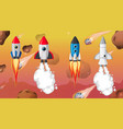 set different rocket and spaceship in space vector image