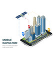 isometric smart city or mobile navigation concept vector image