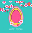 happy easter greeting card egg paper cut vector image vector image