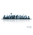 seattle skyline silhouette with reflection vector image vector image