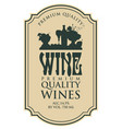 wine label with bottle and corkscrew vector image