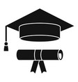 graduated hat diploma icon simple style vector image