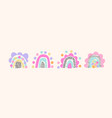 colorful minimal doodle rainbows with abstract vector image