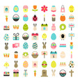 easter big flat styled icons set over white vector image