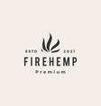 fire cannabis hemp flame hipster vintage logo icon vector image vector image