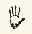 human skull and black dirty palm vector image