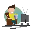 man watching television vector image vector image