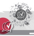 paper and hand drawn chat emblem with icons vector image