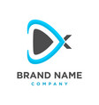 initial play button logo x vector image