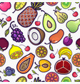 cartoon fruits and berries seamless pattern vector image