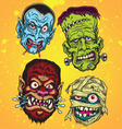 halloween monster head set vector image vector image