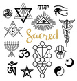 set of ancient sacral symbols egyptian hermetic vector image