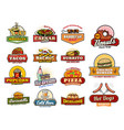 mexican asian fast food snacks and meals icons vector image vector image